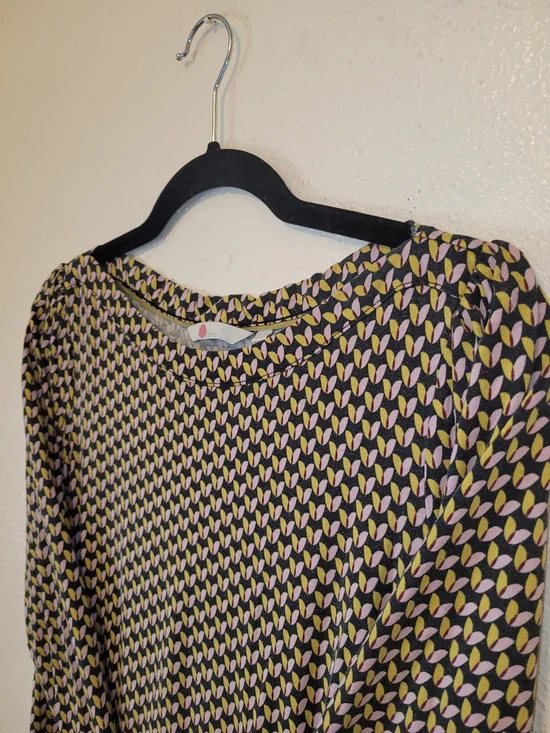 Boden Kathleen Jersey Dress Pink Yellow Black Floral Bud US 12 - Picture 7 of 7